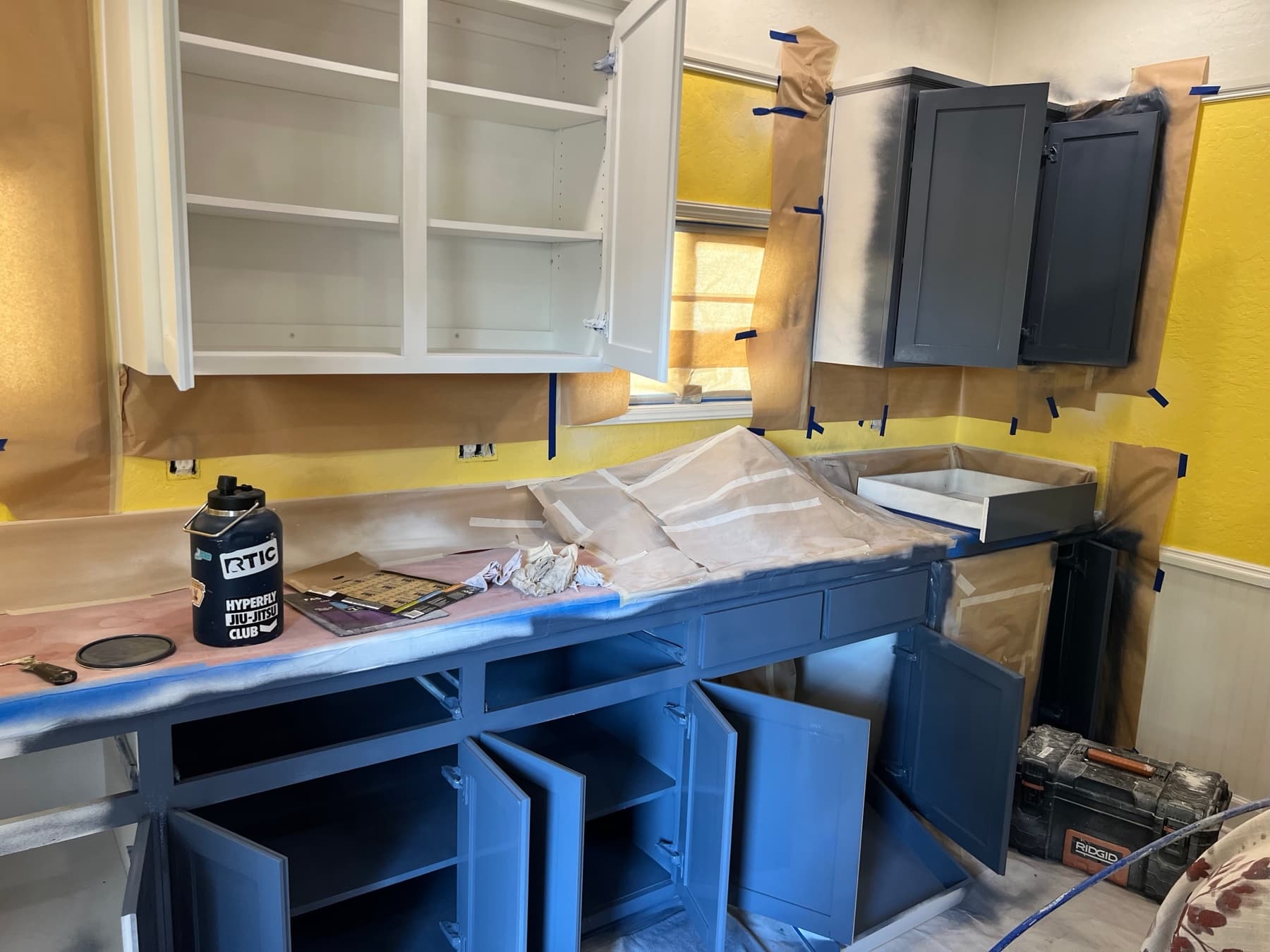 Navy Cabinet Refinishing